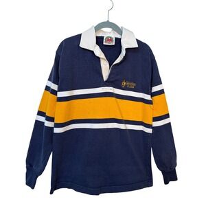 Barbarian Rugby Wear Mens Large Georgian College Striped Rugby Shirt Navy Yellow